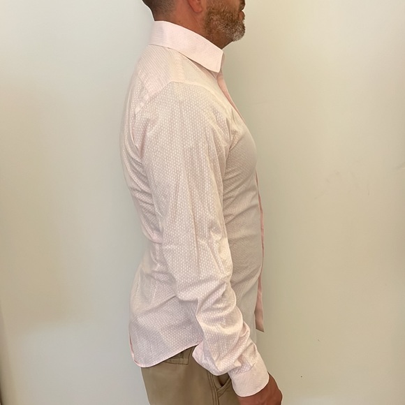 EXPRESS | Men’s Extra Slim Dot Print Stretch Dress Shirt Size Size Small 14-14.5 - Picture 4 of 7